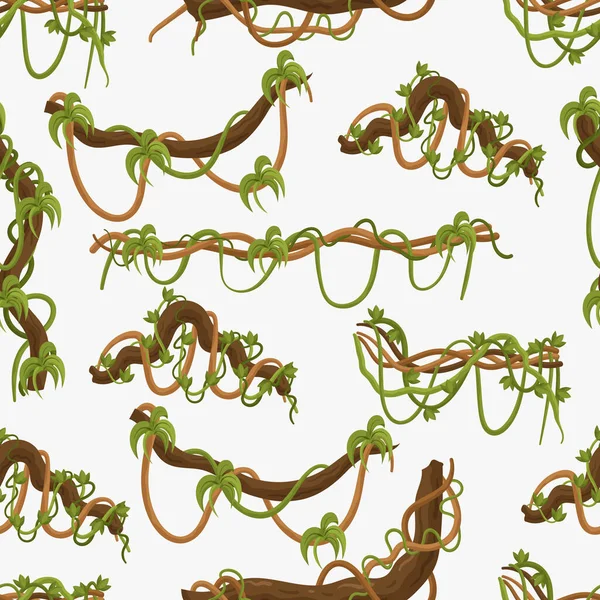 无缝合线花纹 相互交织的藤蔓 创造出一个有机和舒缓的木片设计 完美的自然主题项目或装饰 反复灌丛植物背景 卡通矢量图解 — 图库矢量图片