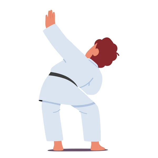 Entschlossener Charakter Junger Karate Praktizierender Beherrschung Von Techniken Mit Disziplin — Stockvektor