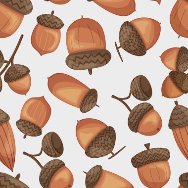 Tekstil, Ambalaj Kağıdı veya Duvar Kağıdı Sanatsal Dekorasyonu İçin Büyüleyici Tasarım Yapılandırması Yapılandırılmış Meşe Palamudu Özellikli Lezzetsiz Desen. Çizgi film Vektör İllüstrasyonu