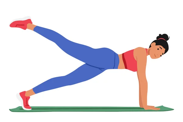 Fitness Kobieta Wykonuje Wymagające Ćwiczenia Równoważąc Ramionach Podnosząc Nogi Angażując — Wektor stockowy