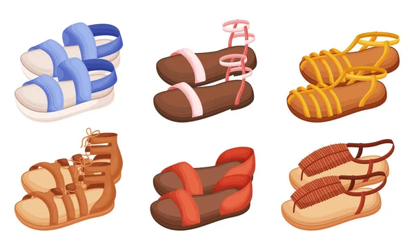Sommer Sandalen Schuhe Die Man Unbedingt Haben Muss Sie Bieten — Stockvektor