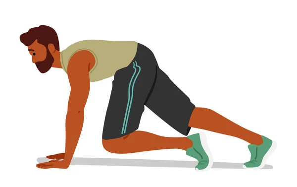 Fitness Male Character Doing Intense Floor Legs Workout Apunta Los — Vector de stock