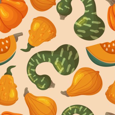 Canlı, pürüzsüz desenler, olgun balkabakları, Tekstil, duvar kağıtları ve kırtasiye gibi çeşitli uygulamalar için uygun bir festival ve sonbahar tasarımı yaratıyor. Çizgi film Vektör İllüstrasyonu