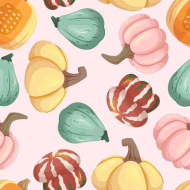 Kusursuz Balkabağı Şablonu, Canlı ve Festivalsel Tasarım Olgun Sebzeler, Sonbahar temalı Dekorasyonlar İçin Mükemmel ve Herhangi Bir Projeye Bir Hasat Büyüsü Eklemek. Çizgi film Vektör İllüstrasyonu