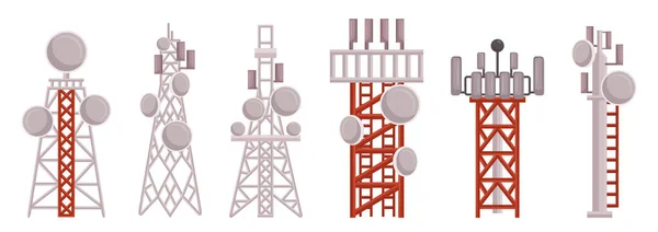 Radio Towers Aktivera Sändning Information Och Underhållning Till Breda Områden — Stock vektor