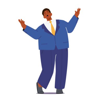 Güçlü Vokalleri ve Dinamik Sahne Varlığıyla Siyah Erkek Opera Sanatçısı Karakteri. Etkileyici seyirciler duygusal performansları ve etkileyici aralıklarıyla. Çizgi film İnsanları Vektör İllüstrasyonu