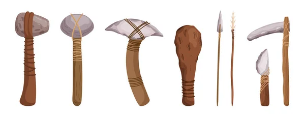 Arrowhead Hand Axe Scraper Chisel Hammerstone Essential Stone Age Tools — Stock Vector