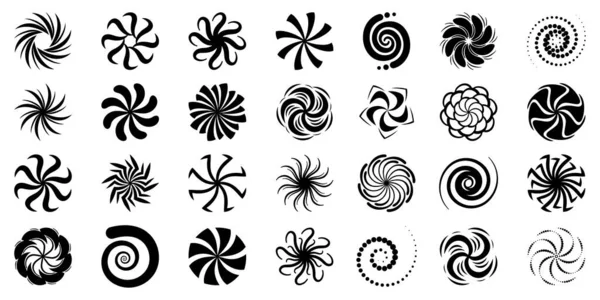 Ensemble Envoûtant Spirales Noires Isolées Sur Fond Blanc Leurs Vrilles — Image vectorielle