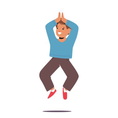 Genç çocuk ellerini çırpıyor ve bulaşıcı bir neşeyle zıplıyor gözleri zevkten parıldıyor, yürek ısıtan bir masumiyet senfonisi yaratıyor. Çizgi film İnsanları Vektör İllüstrasyonu