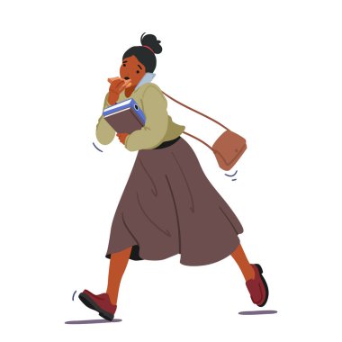 Kadın aceleyle hareket halindeyken hızlı bir yemeğin tadını çıkarıyor. Meşgul Kadın Karakteri, Modern Yaşam Hızlandırılmış Talepler ve Devam Ederken Yeme Sanatı 'nı sahneleyecek. Çizgi film İnsanları Vektör İllüstrasyonu