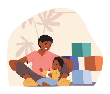 Sevgi dolu bir anne yerde kıkırdayan bebeğiyle eğlenir, kahkaha ve şefkat dolu değerli anlarını paylaşır. Mutlu Anne ve Çocuk Aile Karakterleri oynanıyor. Çizgi film İnsanları Vektör İllüstrasyonu