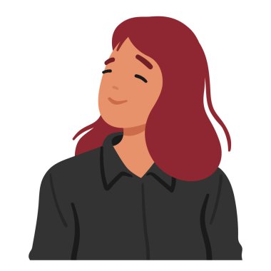 Serene Woman rahat bir gülümseme takınıyor, huzurlu bir neşe yayıyor. Yüzündeki ifade sakinlik duygusunu dışa vuruyor. Kadın Karakteri Sıcak Atmosfer Oluşturuyor. Çizgi film İnsanları Vektör İllüstrasyonu