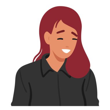 Yüzü neşeyle ışıldıyor, gözleri kapanıyor ve dudakları ışıl ışıl gülümsüyor. Mutluluk ondan kurtuluyor. Karakter, sıcak ve davetkar bir atmosfer yaratıyor. Çizgi film İnsanları Vektör İllüstrasyonu