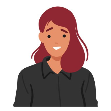 Utangaç bir gülümseme takınan bir kadın, utangaçlığın ve eğlencenin bir karışımını etkileyici bir yüz ifadesine sahip genç bir kadın karakterinde taşıyor. Çizgi film İnsanları Vektör İllüstrasyonu