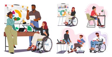 Muhtelif, engelli karakterler ofis çevresine katkıda bulunur. Adapte Edilmiş Çalışma Alanları ve Ayırt Edici Uygulamalar Foster A İşbirlikçi Atmosfer, Sınırlamalar Üzerindeki Yetenekleri Vurguluyor