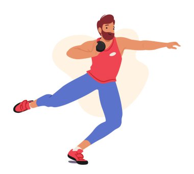 Atış Atletizm Sergisi Olağanüstü Kuvvet ve Teknikler, Kesinlik ile Ağır Küre Atışı. Patlayıcı Gücü ve Odaklanmış Biçimli Atletizm ve Kararlılık Göstergesi, Vektör