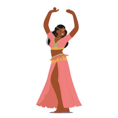 Zarif Doğu Kadını, canlı kumaşlarla süslenmiş, şehvetli bir şekilde sallanıyor. Ritmik Göbek Dansı Büyülüyor, Zamansız Alkol ve Kültürel Zarafet Yayarken Parmakları Karışık Örnekler İzliyor,