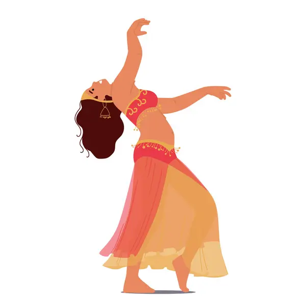 Mujer Oriental Elegante Cautivadora Baila Danza Del Vientre Con Movimientos — Archivo Imágenes Vectoriales