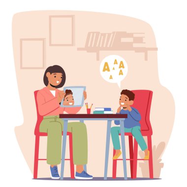 Konuşma terapisti, anaokulu öğrencisini, Etkili Dil Geliştirme ve Artikülasyon İçin Etkileşimli Egzersizlerle Ayna Öğrenme, Konuşma ve Mektup Tanıma yöntemlerini kullanarak işe aldı.