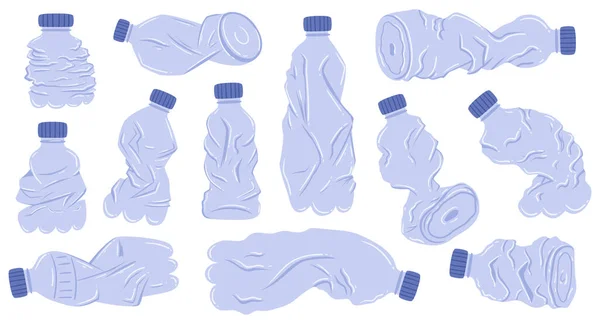 Zerknüllte Plastikflaschen Die Umweltauswirkungen Fördern Isolated Icon Stellt Einen Weggeworfenen — Stockvektor