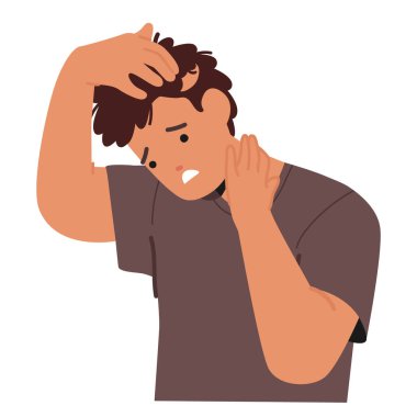 Alopecia Areata Bölgesi 'nde Yamuk Saçlı, Gösterişli, Kel, Kel, Kel, Öngörülemeyen Otoimmün Tepki Veren Saç Folikülleri, Vektör