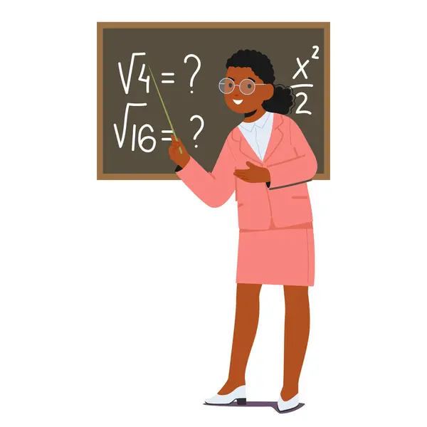 Liten Flicka Med Pointer Föreställ Dig Själv Lärare Ledande Lektion — Stock vektor