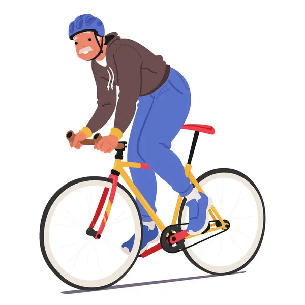 Elderly Man Pedals His Bike Embodying Healthy Lifestyle Exercise Mobility — Stock Vector
