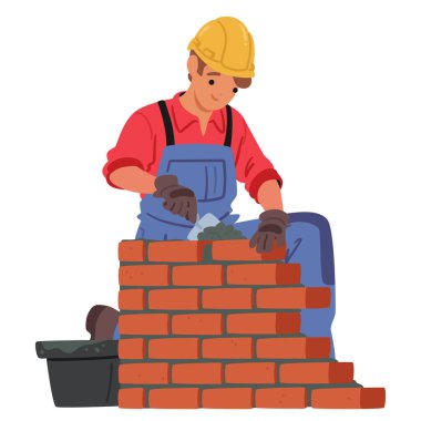 Mason ya da Tuğlacı Sert Şapkalı, aktif tuğla döşeyen ve bir tuğla duvar ya da yapı inşa eden. Yanlarında inşaat alanındaki tuğla döşeme işlemi sırasında havan topu dolu bir kova var.