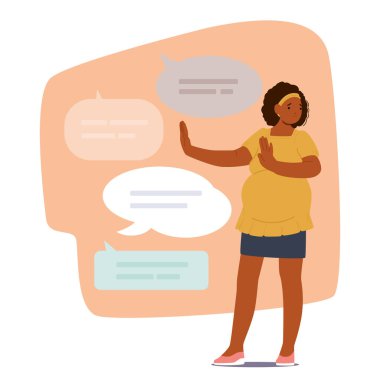 Hamile kadın çizgi film karakteri, aşırı dikkat çeken taşıyıcı illüstrasyondan muzdarip mobil habercilere karşı kendini savunmayı bırakır. Hamilelik sorunu ve rahatsızlık.