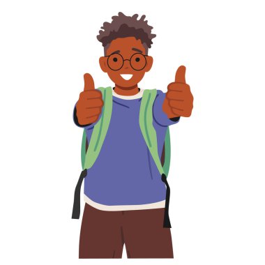 Mutlu inek öğrenci çizgi film karakteri gözlüklü, beyaz arka planda izole edilmiş, gülümseyen başparmak hareketi yapan inek öğrenci. Hevesli erkek öğrenci tavsiye mektubu, onay işareti illüstrasyon