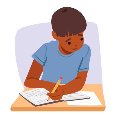 Sınav sahnesinde kopya kâğıtlarına bakan zeki çocuk çizgi film karakteri. Okula, zeki öğrencilere ve ders vektörü illüstrasyonunda kopya çekme sorununa geri dönüyorum.