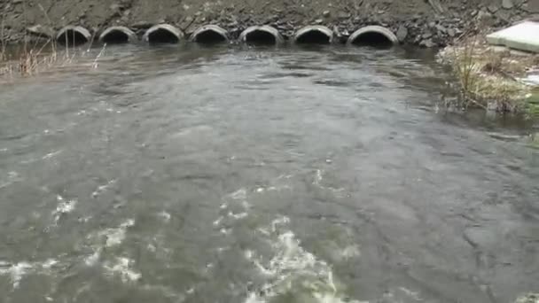 Σπιτική Διασταύρωση Χτισμένη Κατά Μήκος Του Ποταμού — Αρχείο Βίντεο