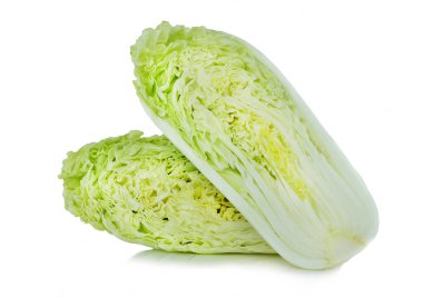 Fresh chinese cabbage slice  on white background.