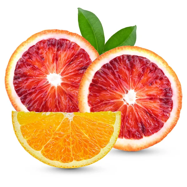 Naranja Rojo Rebanada Fruta Naranja Sobre Fondo Blanco Photo — Foto de Stock