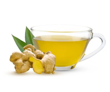 Zencefil çayı. Zencefil çayı alternatif tıp, soğuk algınlığı için doğal ev yapımı ve beyaz arka planda grip..