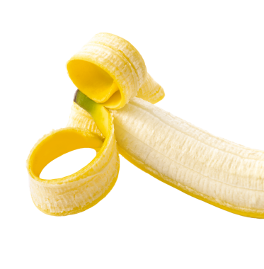 Şeffaf üzerinde soyulmuş muz.