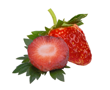 Şeffaf yolda taze çilek yarım kırpma yolu.