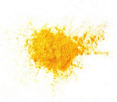 Beyaz arka planda trmerik toz.