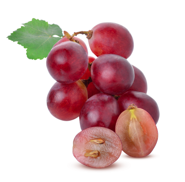 Kırmızı üzümler ve yarı dilimlenmiş, şeffaf izole edilmiş..