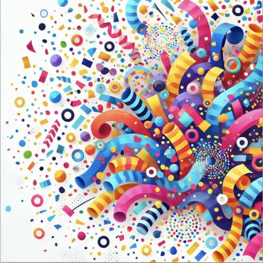 COLORFUL CONFETTI VECTOR 'DA DESİGN FİLMİNİ Tebrik ederim. Vektör illüstrasyonu