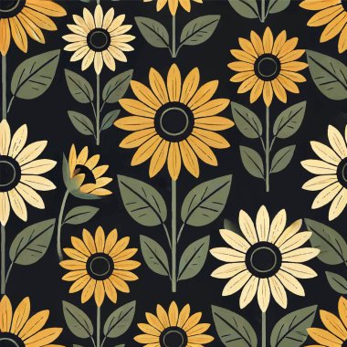 Sunny Ayçiçeği Yazdırma Tasarımı Vektör olarak. Vektör illüstrasyonu