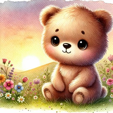 Beary Sweet Print Design in Vector. Vektör illüstrasyonu