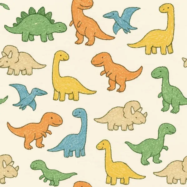 Pastel Dinozorlar Vektörde Yazdırma Tasarımı Çizer. Vektör illüstrasyonu