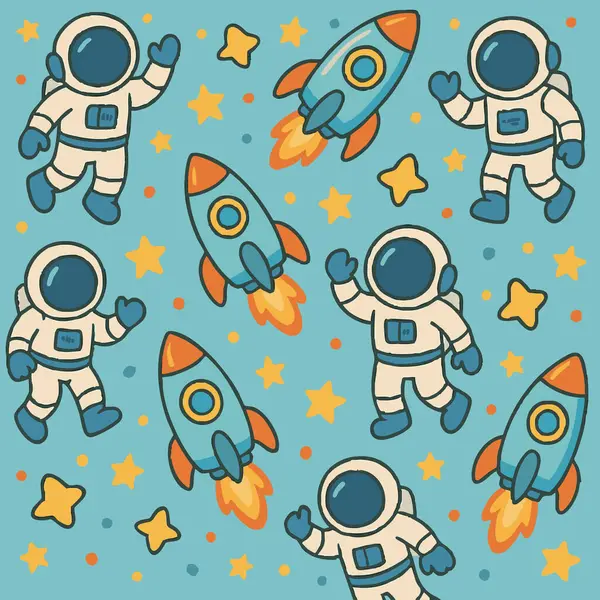 Sevimli Astronotlar Vektörde Yazdırma Tasarımı. Vektör illüstrasyonu