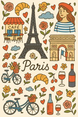 Paris Street Print Design in Vector . Vektör illüstrasyonu