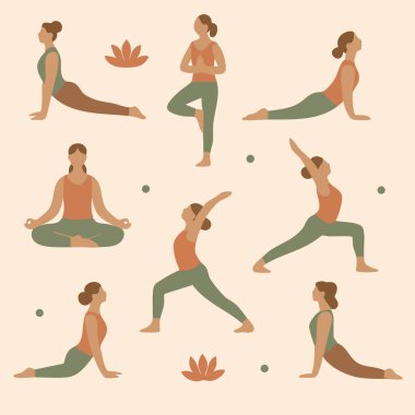 Yoga Pozisyonu Yazdırma Tasarımı Vektörü. Vektör illüstrasyonu