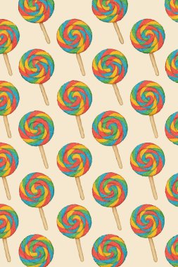 Vector 'da Lolipop Koleksiyon Yazdırma Tasarımı. Vektör illüstrasyonu