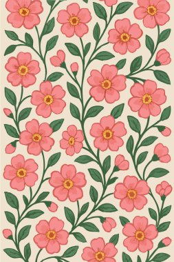 Vector 'da Çiçek Asması Tasarım Arkaplanı. Vektör illüstrasyonu