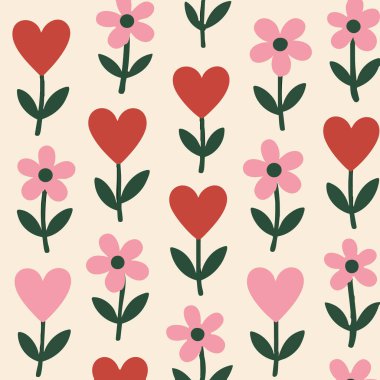 Kalp Çiçekleri Yazdırma Tasarımı Vektör olarak. Vektör illüstrasyonu