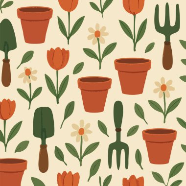 Spring Garden Print Design in Vector. Vektör illüstrasyonu